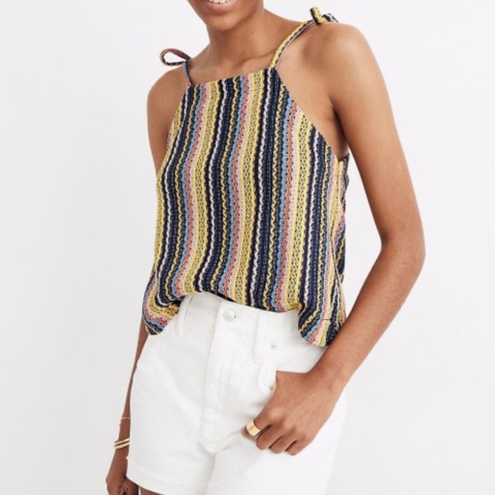 NWT Madewell Texture & Thread Tie-Shoulder Tank Top In Rainbow Crochet Size S - Picture 2 of 7